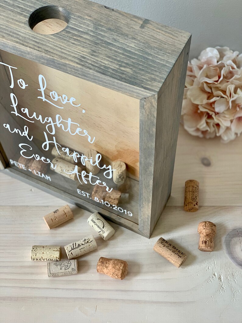 Wine Cork Holder Wood Guest Shadow Box Guest Book Etsy