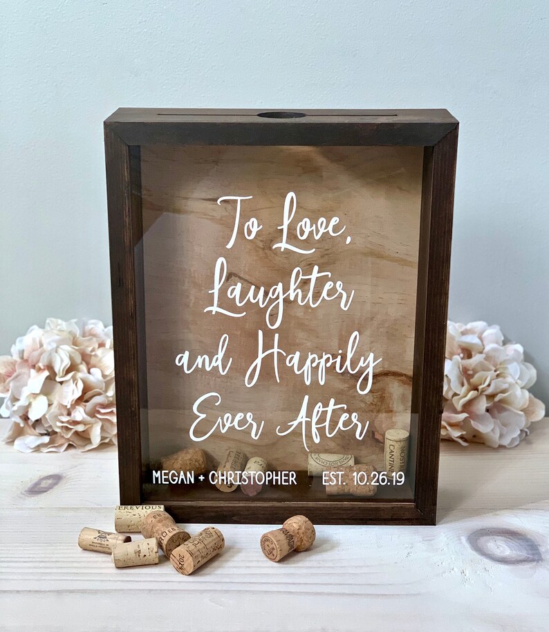 Wine Cork Holder Wood Guest Shadow Box Guest Book Etsy