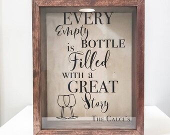 Wine Cork Holder | Wood Framed Shadow Box | Housewarming Gift | Wedding Gift | Bridal Shower Gift | Rustic Decor Gift | Anniversary Gift