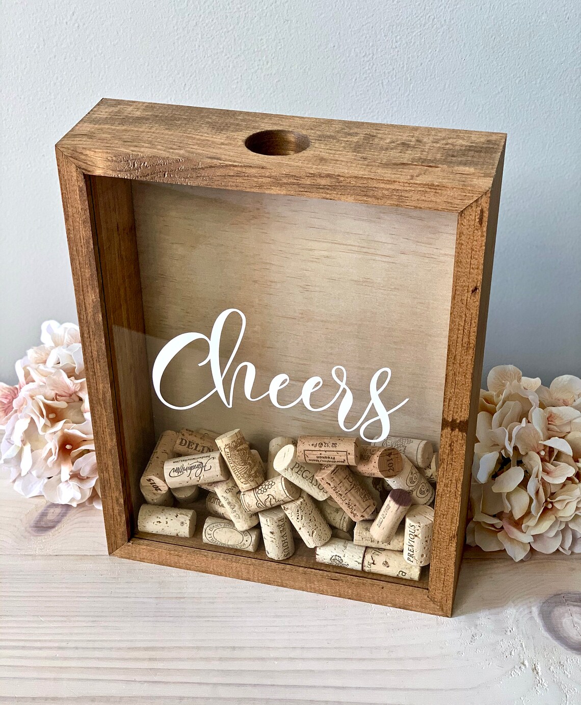 Large Cheers Wine Cork Holder Wood Shadow Box Display for Etsy