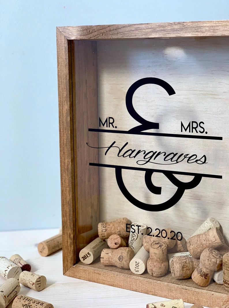 Wine Cork Holder Shadow Box Display Rustic Bridal Shower Etsy