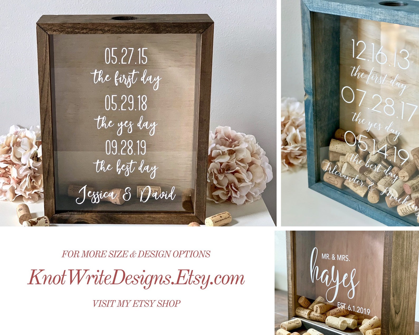 Wine Cork Holder Wood Guest Shadow Box Guest Book Etsy