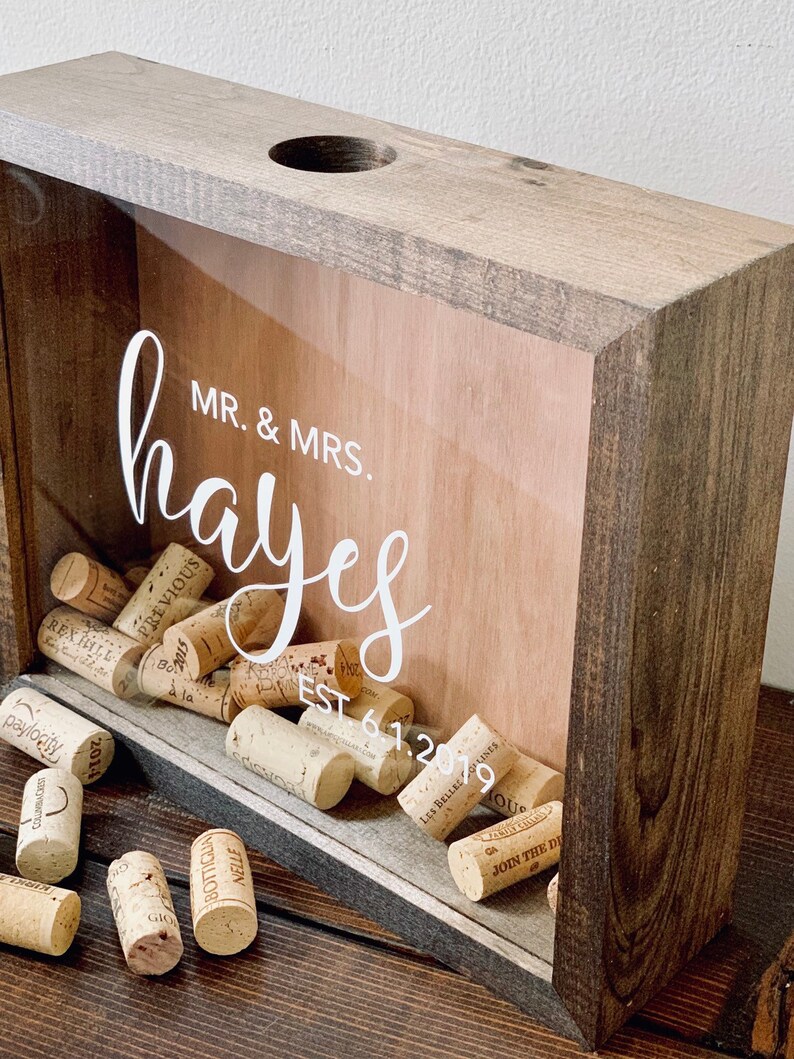 Wine Cork Holder Wood Guest Shadow Box Guest Book Etsy