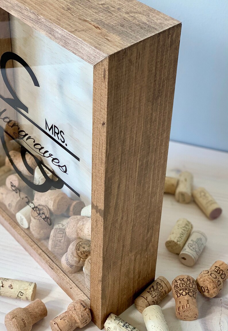 Wine Cork Holder Shadow Box Display Rustic Bridal Shower Etsy
