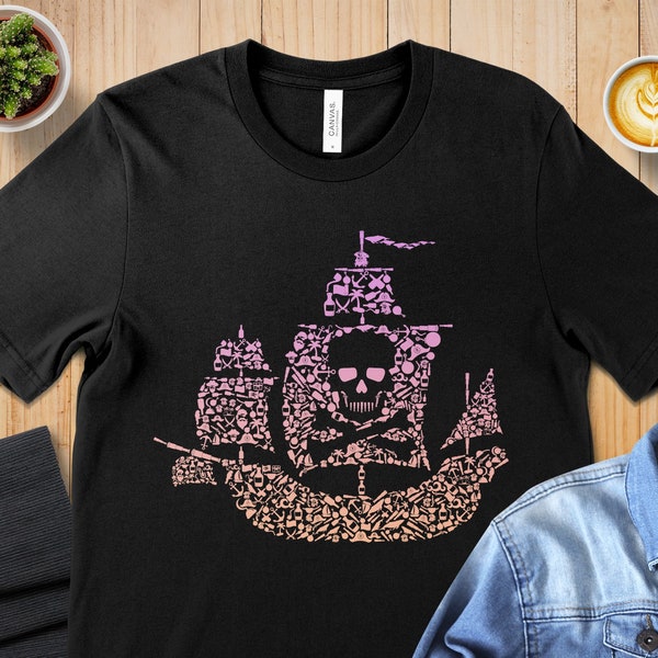 Womens Pirate Tshirt | Pirate Ship Girls Pirate T-Shirt | Gift for Pirate | Cool Retro Design