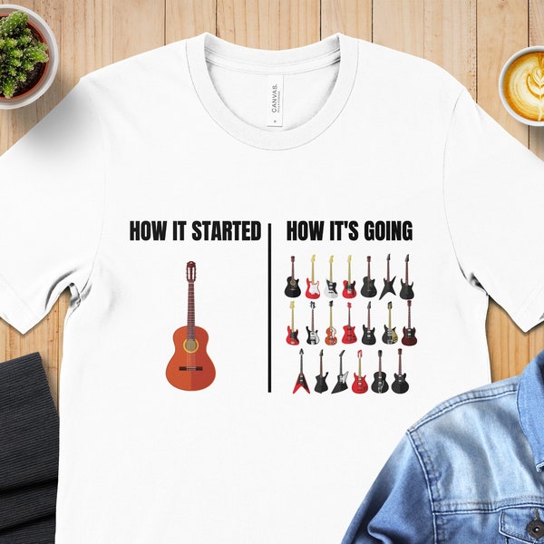 Guitar Evolution T-Shirt, Musician Tee, How It Started How It's Going, Guitarist Gift, Unisex Graphic Shirt, Unique Music Apparel