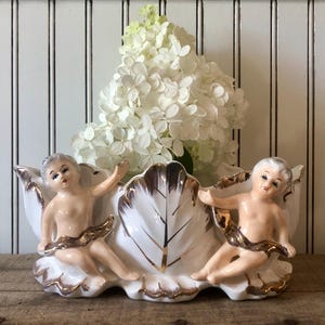 Vintage Royal Sealy Porcelain Cherub Planter - Midcentury Japan - Hollywood Regency Style