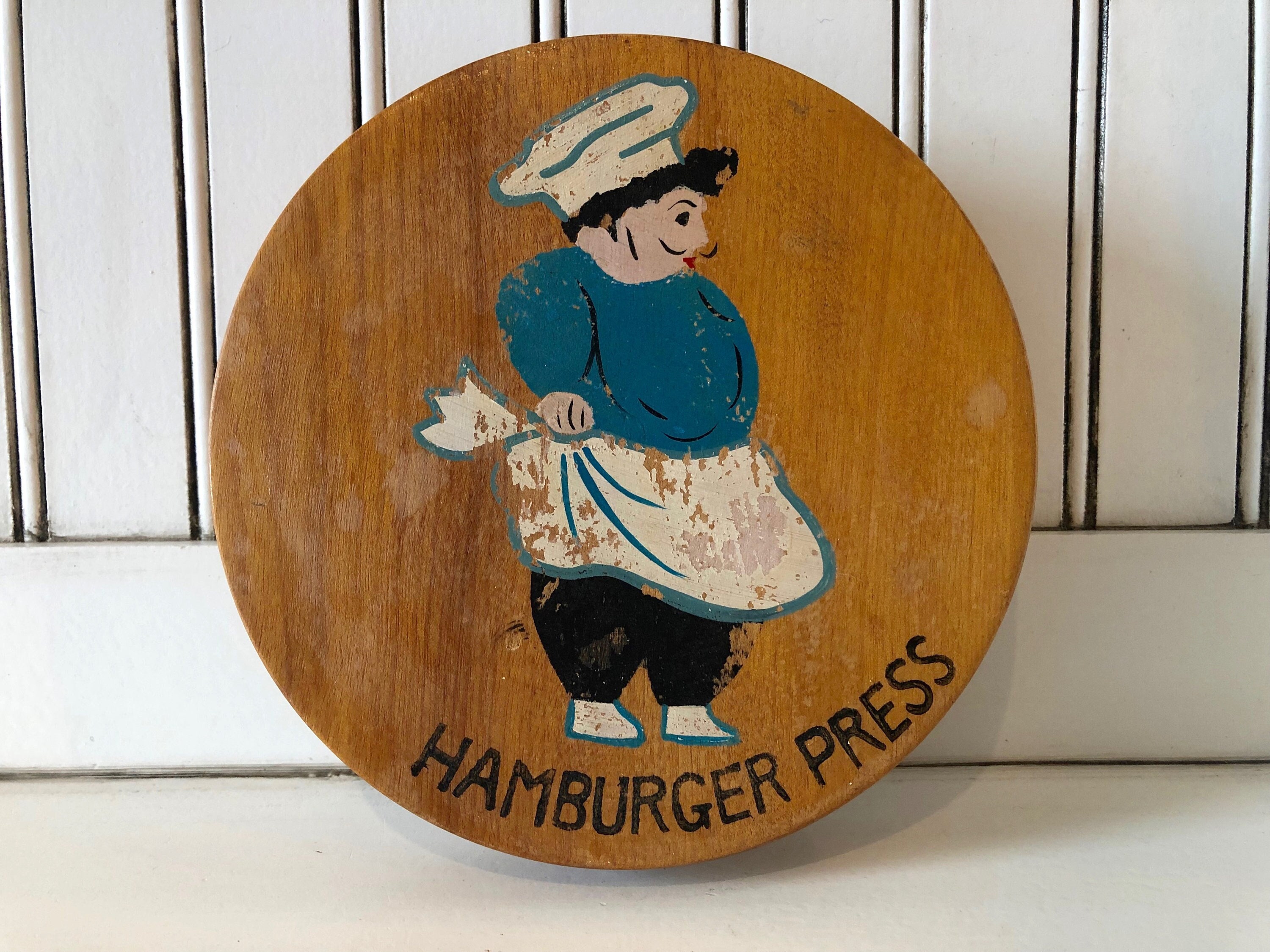 Vintage Wood Hamburger Press Midcentury Made in Japan Etsy