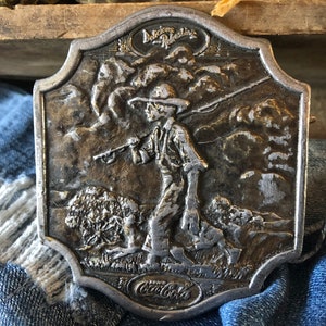 Vintage 1976 Coca Cola Fishing Boy Belt Buckle - Collectible