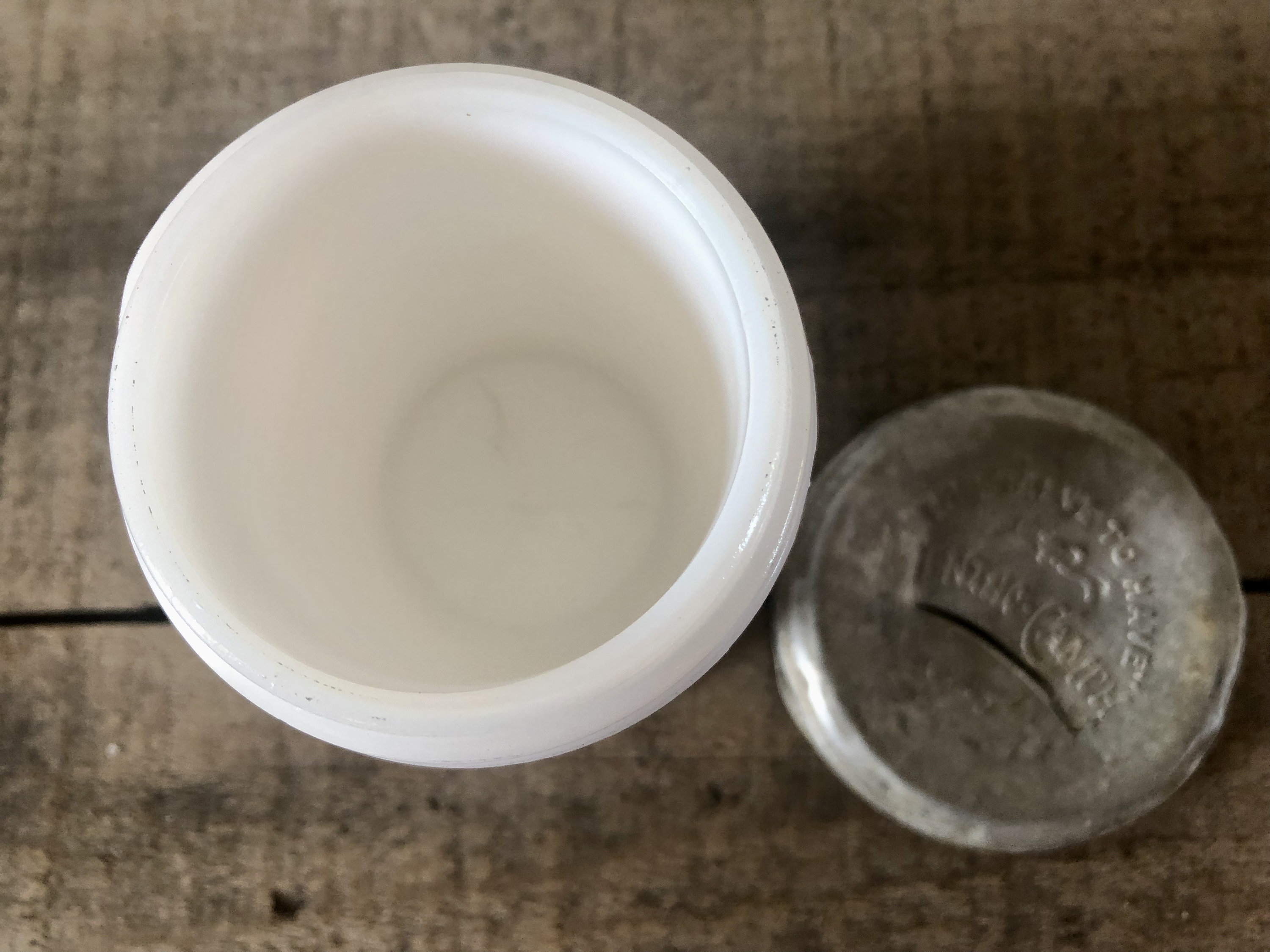 Vintage Milk Glass Jar With Metal Lid Mentho Camph Etsy