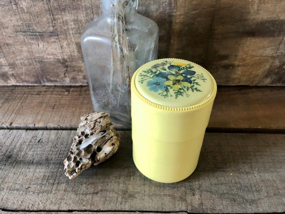 Vintage Yellow Plastic Stackable Trinket Dish - T… - image 1