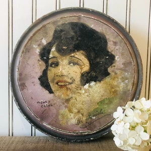 Antique Beautebox Tin Featuring Bebe Daniels by Artist Henry Clive - Art Deco Illustration - Canco Tin