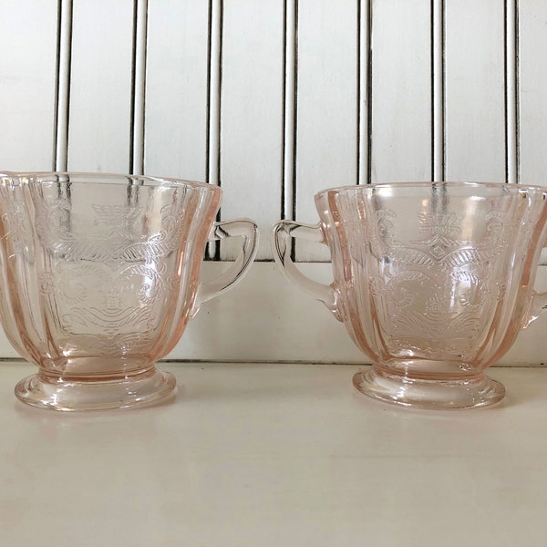 Vintage (2-piece) Sugar Bowl & Creamer Set in Recollection Pink by Indiana Glass - Pink Glassware, Replacement Glass