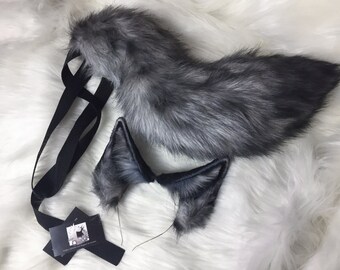 Wolf Ears and Tail Set Gray Wolf Costume Accessories Big Bad Wolf Ears and Tail