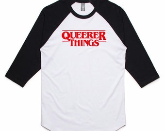 Queerer Things Raglan 3/4 shirt - LGBTQI pride, queer, stranger things parody