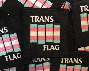 Trans Flag embroidered patch - sew on / iron on