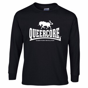 T-shirt à manches longues Queercore, noir avec imprimé blanc - LGBTQIA queer, punk rock, gay pride, LGBT, homocore