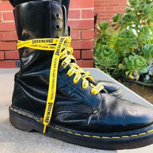 Queercore shoelaces queer punk revolution screenprinted - LGBT pride, gay, trans