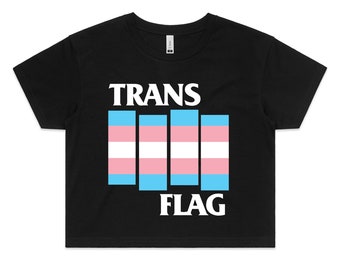 Trans Flag Crop Tee - Trans pride, Transgender Rights, Punk Rock, LGBTQIA