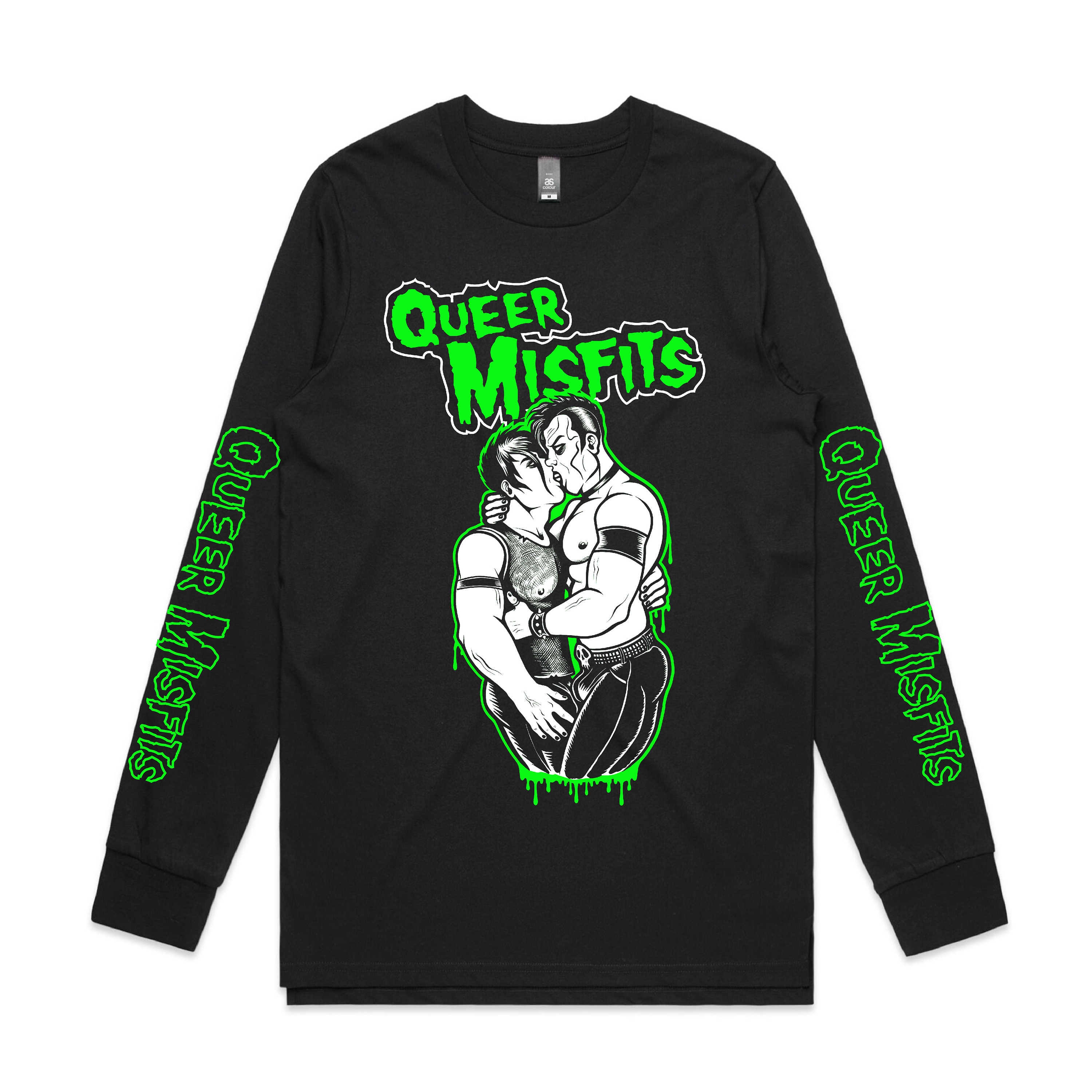 Queer Misfits Long Sleeve Tee - Horror Punk Queer Pride, Queer