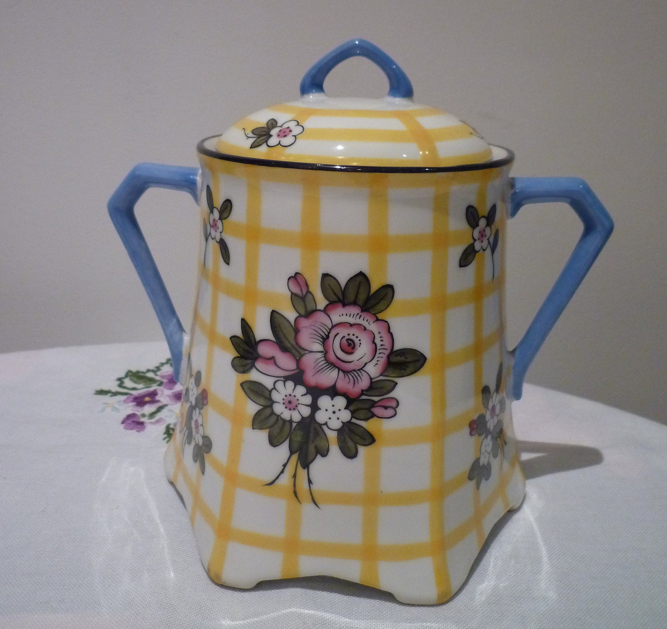 Sucrier Porcelaine de Limoges 1930 - Sugar Bowl , Cookies Jar French Porcelain 1930