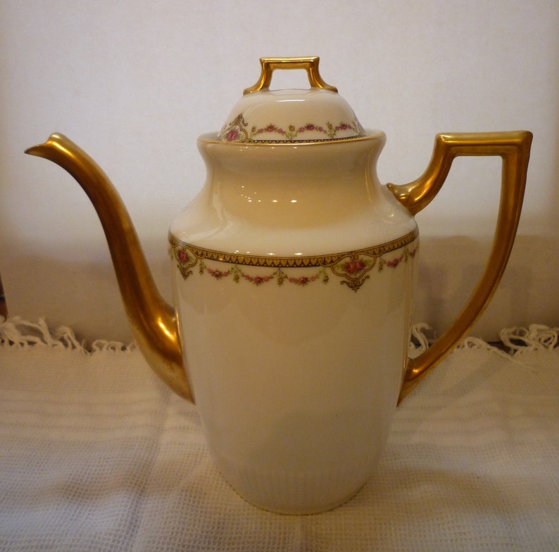 Limoges Vignaud Porcelain Coffee Maker and Sugar Bowl Coffee and Sugar