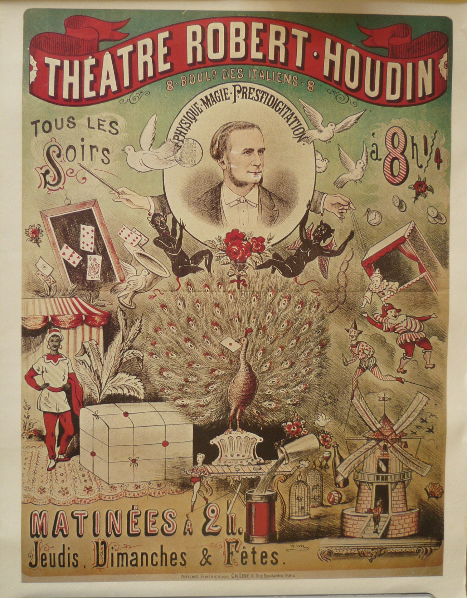 Reproduction d' Affiche Ancienne Spectacle de Magicien - Poster Reproduction Old Magician Show