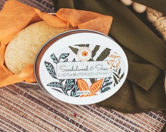 Sandalwood Shea, Solid Lotion Bar, Thinking of You Gift, Gifts for Sister, Body Lotion Bar,