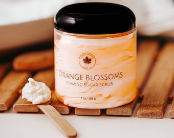 Orange Blossom Foaming Sugar Scrub, Spa Gift for Women, Gifts for Sister, Foaming Body Scrub