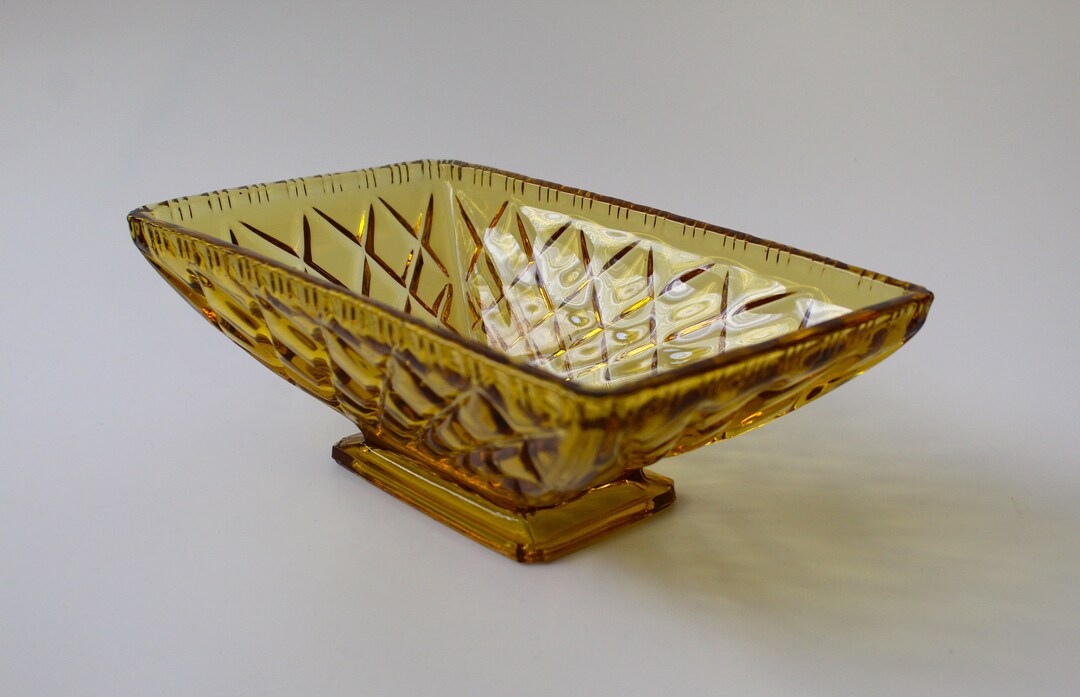 Vintage Amber Glass Rectangular Dish Sowerby Glass - Etsy