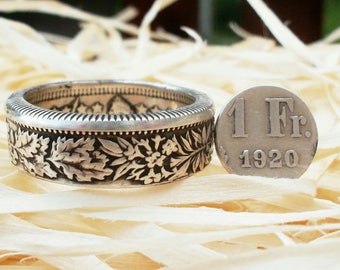 Helvetia Switzerland 1932 Swiss 5 Francs Silver Coin Ring