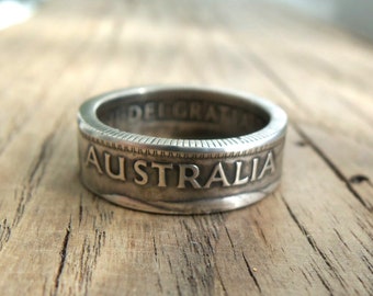 Silver Australian coin ring-  silver coin ring  - Australian jewelry - Souvenir from Australia - Australian Rings From Coins - Silver rings