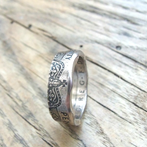 United Kingdom British 20 Pence Coin Ring - Coin Jewelry - Great Britain Coin Ring - Unique Ring, Coin Jewelry - UK Coin Ring