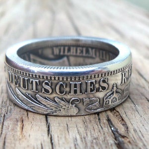Germany Silver Coin Ring 2 and 3 Marks 1873-1914- Deutsches coin ring - coin ring Germany - Souvenir from Germany -Deutscher Münzring