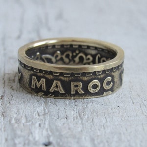 Coin ring Morocco - Ring made from coin 20 Francs 1952 - Souvenir from Morocco - Moroccan jewelry - Maroc - Brass coin ring