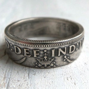 British Silver Coin Ring - British Coin Ring - Shilling Coin Ring - UK coin ring - Great Britain Coin Ring - United Kingdom