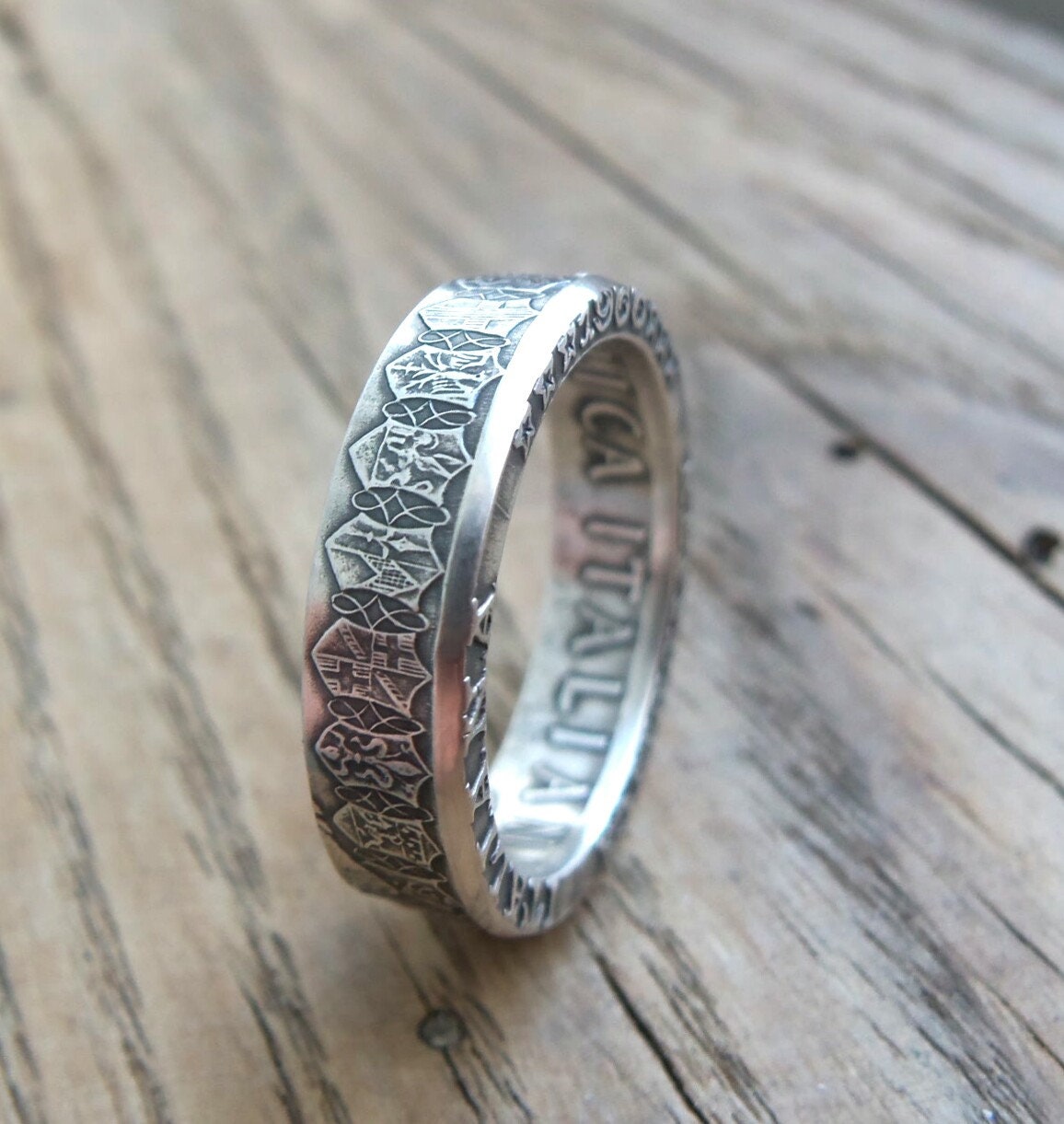 Silver Coin Ring Italy Silver Rings Italian Jewelry Silver Coin