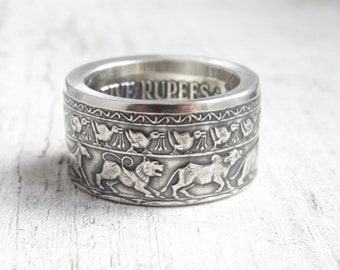 Ceylon Silver Coin Ring - Buddhism - souvenir of buddhism - Buddhist souvenir - Silver Coin Ring - Ceylon - Sri Lanka - Sri Lanka Coin Ring