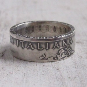 Silver Italy Coin Ring  -Rings from Coins - Silver ring of Italy coins  - Italian jewelry - Coin Rings from Italian 500 Lire - Jewelry