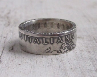 Silver Italy Coin Ring  -Rings from Coins - Silver ring of Italy coins  - Italian jewelry - Coin Rings from Italian 500 Lire - Jewelry