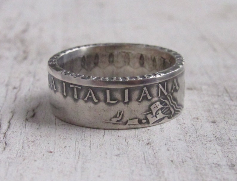 Silver Italy Coin Ring Rings from Coins Silver ring of Italy coins Italian jewelry Coin Rings from Italian 500 Lire Jewelry image 1