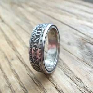 Hong Kong - 50 Cent - Coin Ring- souvenir from Hong Kong - Hong Kong Coin Ring - Hong Kong jewelry - Rings from coins