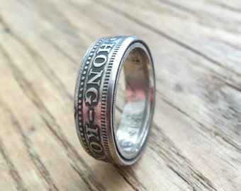 Hong Kong - 50 Cent - Coin Ring- souvenir from Hong Kong - Hong Kong Coin Ring - Hong Kong jewelry - Rings from coins