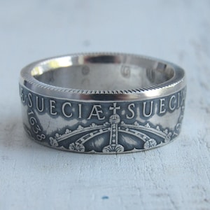 Silver Swedish coin ring - Sweden coin ring - Sweden - Ring from Swedish coin - Myntringar - Swedish jewelry - Swerige - Suecia