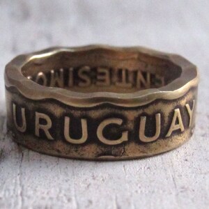 Uruguay Coin Ring - Uruguay jewelry - Souvenir from Uruguay - Coin jewelry - coin rings for men coin rings for women