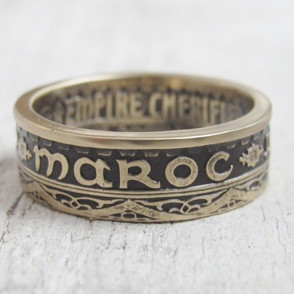 Coin ring Morocco - Ring made from coin 50 Francs 1952 - Souvenir from Morocco - Moroccan jewelry - Maroc - Brass coin ring