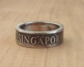 Singapur Coin Ring - Ring aus Münze - Münzschmuck - Singapur - Singapur Schmuck - Souvenir aus Singapur - Handgemachter Münzring