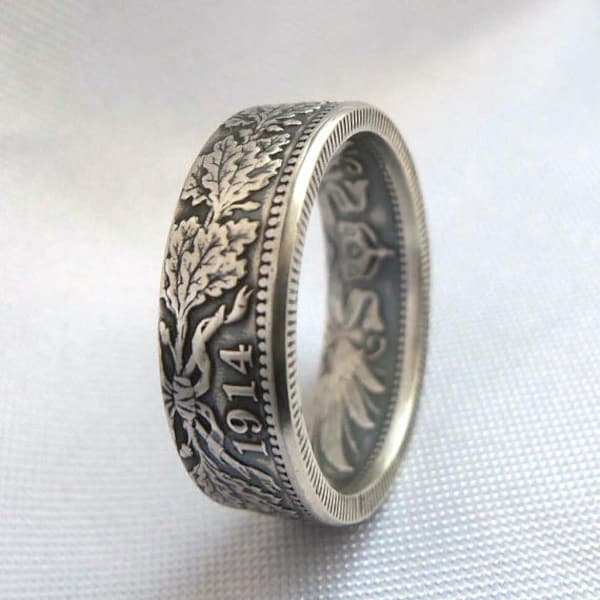 German Silver Coin Ring 1 Mark 1873-1916- Deutsches coin ring - 1 mark coin ring - Handcrafted ring - Ring From German Coin
