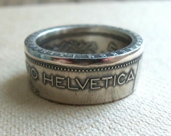 Swiss silver coin ring - Coin ring Switzerland - Ring from Swiss coin - Silver coin ring - Swiss jewelry - Helvetia - Silver handmade rings