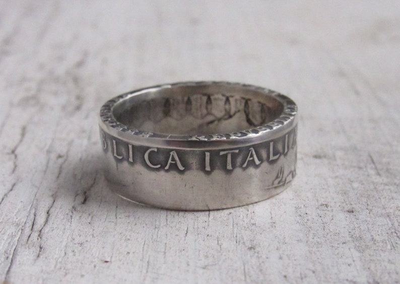 Silver Italy Coin Ring Rings from Coins Silver ring of Italy coins Italian jewelry Coin Rings from Italian 500 Lire Jewelry image 2